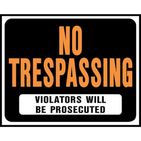 Hy-Ko No Trespassing Sign 14.5" x 18.5", 5PK A00104